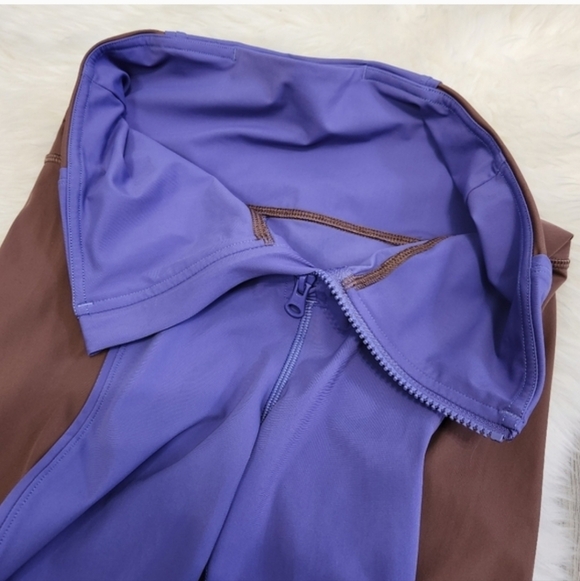 Lululemon Hike to Swim Purple, Brown High Neck Sports Bra & Shorts 6" Size S - Picture 13 of 15